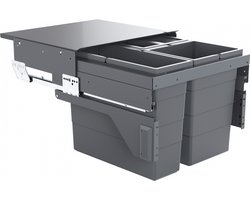 Hailo AS Cargo - voor keukenkast vanaf 50 cm - 17L/13L/13L/Deksel - Uittrekbaar