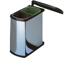 Hailo Inbouw Prullenbak - 2x8 l - RVS - Zwart