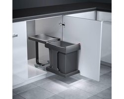 Hailo Solo Automatic Inbouw Prullenbak - Automatische Afvalemmer - 20 Liter | Donkergrijs