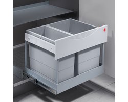 Hailo Space Saver Tandem Afvalemmer - 18 + 12 l - Grijs