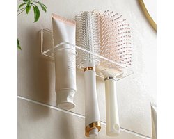 Hair Brush Holder - voor Badkamer Hair Tool Organizer - Wandmontage Kamhouder - Organizer met 3 Gaten Diameter 1,34 tot 1,57 In - Verwijder Folie voor Gebruik - transparant