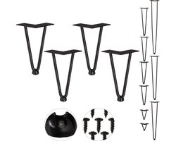 hairpin poten - 4 stuks - 2 stutten - metaal - 20 cm hoog - zwart