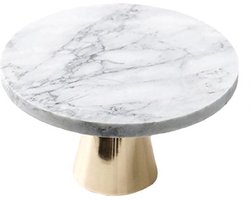 Hakal - Taartplateau - Rond - Wit/Goud - marmer dienblad