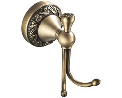Haken in vintage-stijl - Massief koperen dubbele handdoekhaken - Gegraveerde bronzen coating - Duurzame wandaccessoires voor de badkamer - Badkamerdecoratie - Keuken