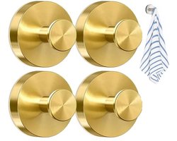 Haken Met Vacuüm Zuignap - 4 Stuk - Krachtige Vacuüm Haken - Herbruikbaar - Zuignap Ophanghaak - Zuignaphaken - Waterdichte Haken Voor Keuken En Badkamer - Geschikt Voor Douche Badkamerhaken Voor Handdoeken, Badjassen, Luffa - Goud