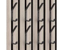 Haken voor akoestische panelen - 10 stuks zwarte kledinghaken, haakrail met rubberen stoppers en schroeven, zware uitvoering voor akoestische panelen badkamer slaapkamer woonkamer deur, aluminium wandhaken