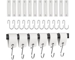 Haken voor Kleding en Accessoires met Leren Lus, 12 Stuks, Ideaal voor Kast, Keuken en Badkamer, 13x3 cm