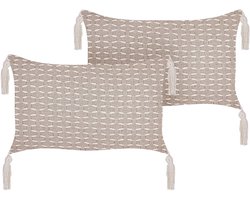 HAKONE - Set van 2 kussens - Taupe - 45 x 25 cm - Polyester