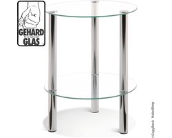 Haku Mobel Bijzettafel - Gehard Glas - Verchroomd Staal - Rond
