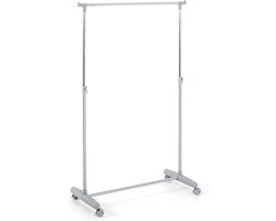 HAKU Möbel Kapstok op wielen chroom, grijs, Kunststof, metaal - Maat: B 81 cm x H 96-160 cm x D 39 cm, Stijl: Modern