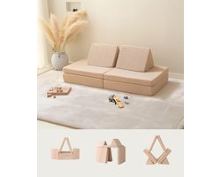 Hakuna Matte Modulaire Kindersofa 150x66x52,5 cm - Kinderbank van Schuimblokken - Zacht Teddystof, Waterdichte Kinder Sofa, Wasbare Hoezen, Creatief Spelen en Ontspannen