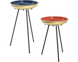 HakuShop Bijzettafel | Goud Zwart | Metaal | Set van 2 | 38x38x66cm