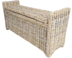 Hal Bankje - Opbergbank - Entree Organisatie - Handgemaakt Riet - 120cm - Rotan Grey