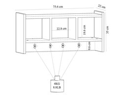Hal Kast - Stijlvol Wit - 75,6x35x22cm - Duurzaam Melamine