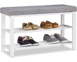halbank - 2 laags - met zitkussen - 50 x 81 x 32 cm - voor 6-8 paar - grijs