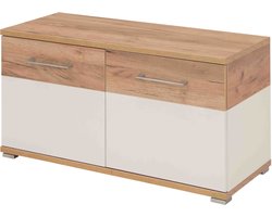 Halbank Alicante Eiken - Wit - 8 paar schoenen - Breedte 96 cm - Hoogte 51 cm - Diepte 40 cm - Met openslaande deuren