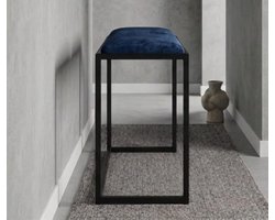 Halbank – Garderobebank Industrieel – Zitbank Metaal – 64,5 x 34 x 45 cm – Schoenenbank voor Hal, Entree, Slaapkamer en Woonkamer – Blauw – Yesdeals