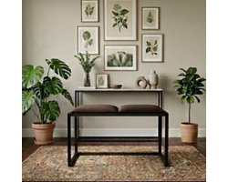 Halbank Industriële Zitbank – Garderobebank Eco-Leer Metaal Loft Stijl Modern Design – 64,5 x 34,5 x 45 cm – Eco-Leer Zitting – Yesdeals