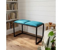 Halbank Industriële Zitbank – Garderobebank Metaal Loft Stijl Modern Design – 64,5 x 34 x 45 cm – Hemelsblauw – Yesdeals
