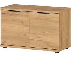 Halbank Leonard Eiken - 8 paar schoenen - Breedte 75 cm - Hoogte 48 cm - Diepte 37 cm - Met openslaande deuren