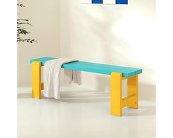 Halbank met frame - Lange stoel - Schoenen wisselen - Verstelbare poten - 80 cm breed - Geel