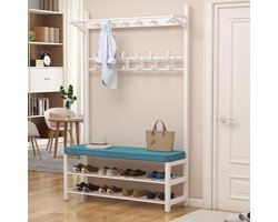 Halbank Met Kapstok - Opbergmeubel Entree - Organiseren Van Jassen - Veelzijdig 4-in-1 Ontwerp - 100x33x172cm - Roze