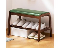 Halbank met kussen - Schoenenbank opberger - Schoenen wisselen - Dubbellaags ontwerp - 50x40x46cm - Groen