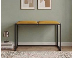 Halbank met Opbergruimte – Industriële Zitbank – Garderobebank Metaal en Stoffen Zitting – Loft Stijl – 64,5 x 34 x 45 cm – Geel – Yesdeals