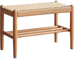 Halbank Met Opbergruimte - Schoenenbank Zetel - Entree Organiseren - Gestoffeerde Zitting - 50cm - Geel