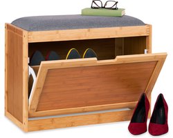 halbank met zitkussen - met opbergruimte - voor 6 paar schoenen - 2 vakken - dicht