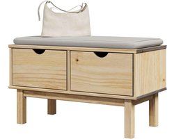 Halbank - Opbergbankje - Orde Scheppen - Massief Grenenhout - 80x40x45 cm - Honingkleur