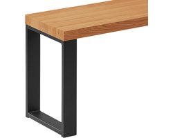 Halbank - Zitbank Meubel - Garderobe Entree - Massief Hout Staal - 30x140x47 cm - Rustiek Zwart
