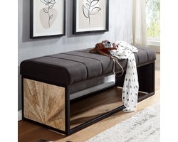 Halbankje zwart | 105 cm x 40 cm x 40 cm | stijlvol groef patroon