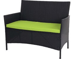 Halden poly rotan tuinbank, zitbank ~ antraciet, groene kussens
