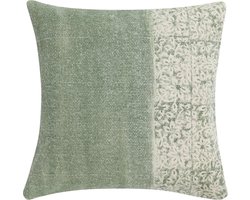 Half Half Groen Kussen | 45 X 45 | Sierkussen Voor Woonkamer Of Slaapkamer