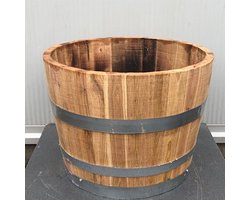 Half kastanjehouten portvat 25 liter, geolied met lijnolie - Bloembak - Bloempot - Vijver - Plantenbak