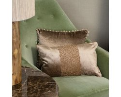 half kussen fluweel pom pom taupe 35x45cm