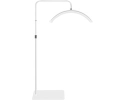 Half Moon LED Vloerlamp – 36W – 3200K-5600K Dimbaar – Wit – met Telefoonhouder – voor Schoonheidssalon & Vlog