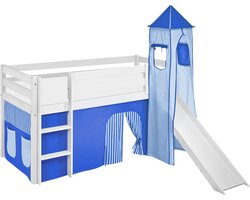Halfhoogslaper Blauw met tent, toren en glijbaan