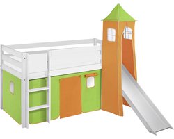 Halfhoogslaper Groen-Oranje met tent, toren en glijbaan