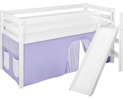 Halfhoogslaper Lila-Beige met tent en schuine glijbaan