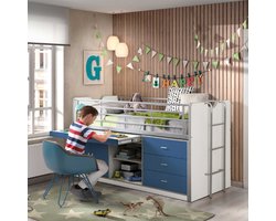 Halfhoogslaper met bureau Bonny 95 - blauw