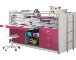 Halfhoogslaper met bureau Bonny 95 - fuchsia