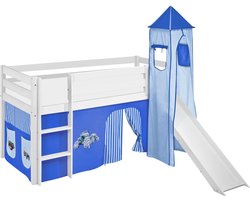 Halfhoogslaper Tractor Blauw met tent, toren en glijbaan