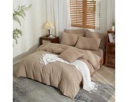 Halflinnen beddengoed 220 x 240 cm - Modern en ademend 3-delig set met kussenslopen