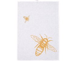 Halflinnen theedoek met Gele Bijen van Frohstoff