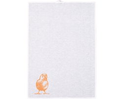 Halflinnen theedoek met oranje kuiken van Frohstoff