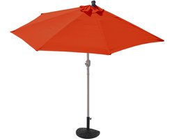 Halfrond parasol Parla, half parasol balkonparasol, UV 50+ polyester/aluminium 3 kg ~ 270 cm terracotta met standaard