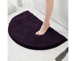Halfronde badmat, badkamerkleedjes, halfronde chenille badmatten, waterabsorberende vloermatten voor kinderen, wasbare badkamer- en douchematten, vloerkleden, Donkerpaars,50*80cm