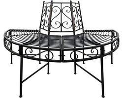 Halfronde Boombank 125 cm - Metaal Zwart - Tuinbank Halve Cirkel - Tuinbank voor Boom - Parkbank Rond - Tuinmeubilair